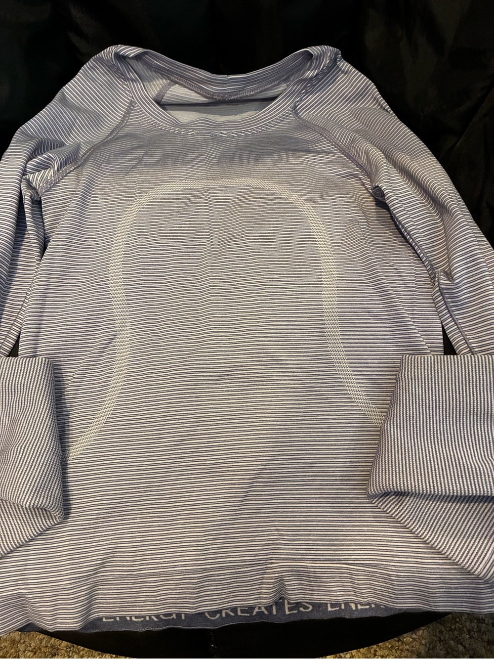 Lululemon Striped Long Sleeve Athletic Top - Light Gray/purple & White